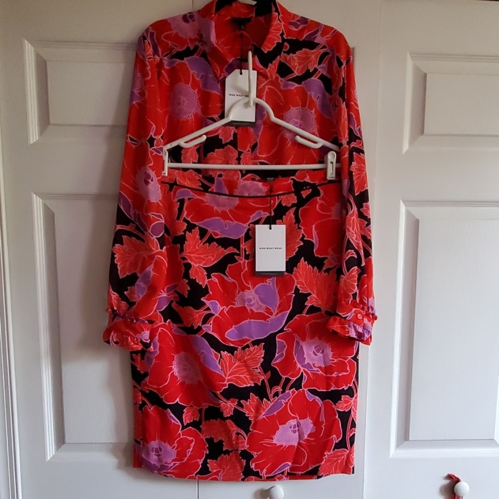 Who What Wear Floral Blouse & Skirt